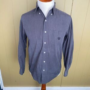 Chaps men S easy care cotton blend button down dress shirt grey